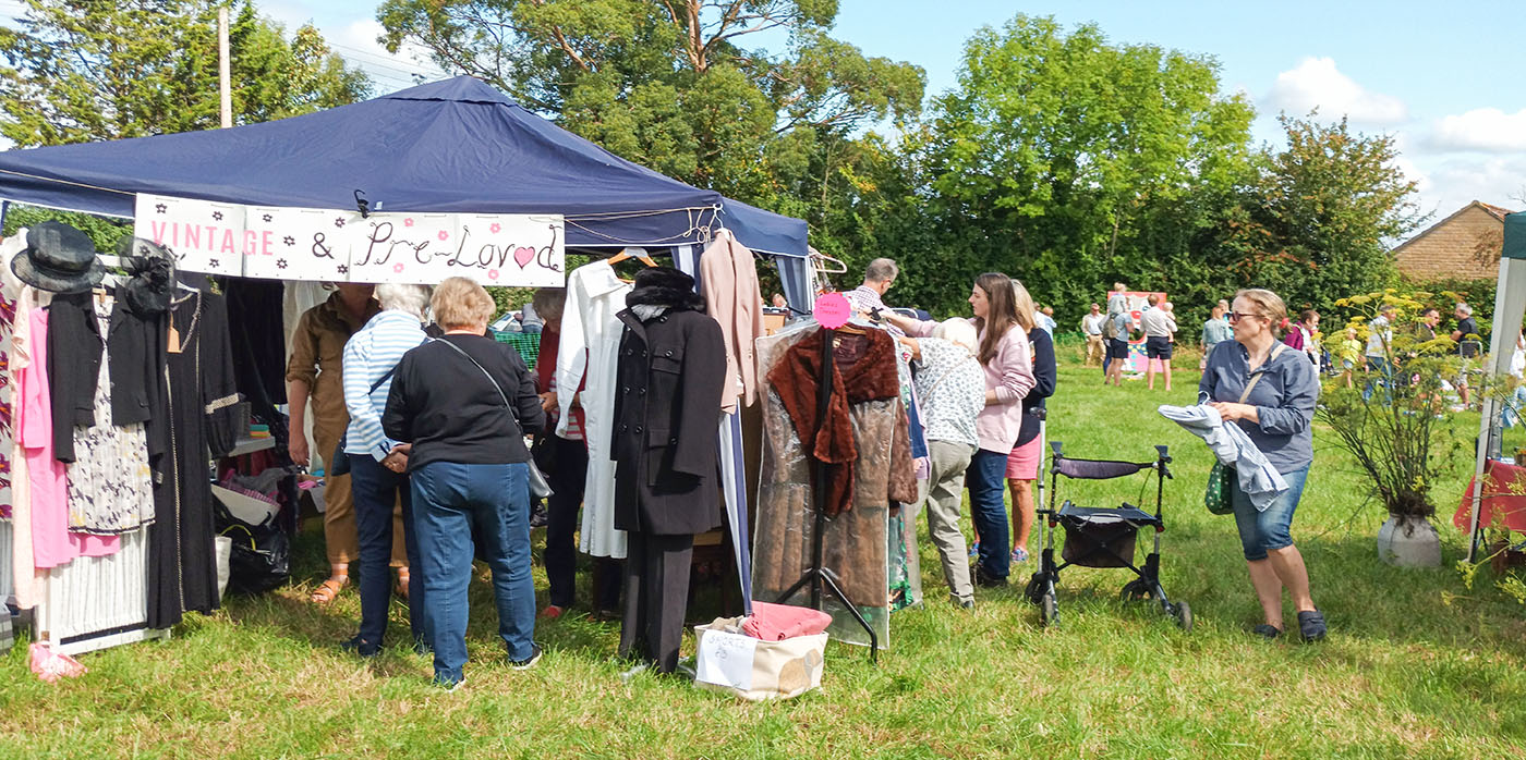 Vintage clothing stall at Isle Brewers fete